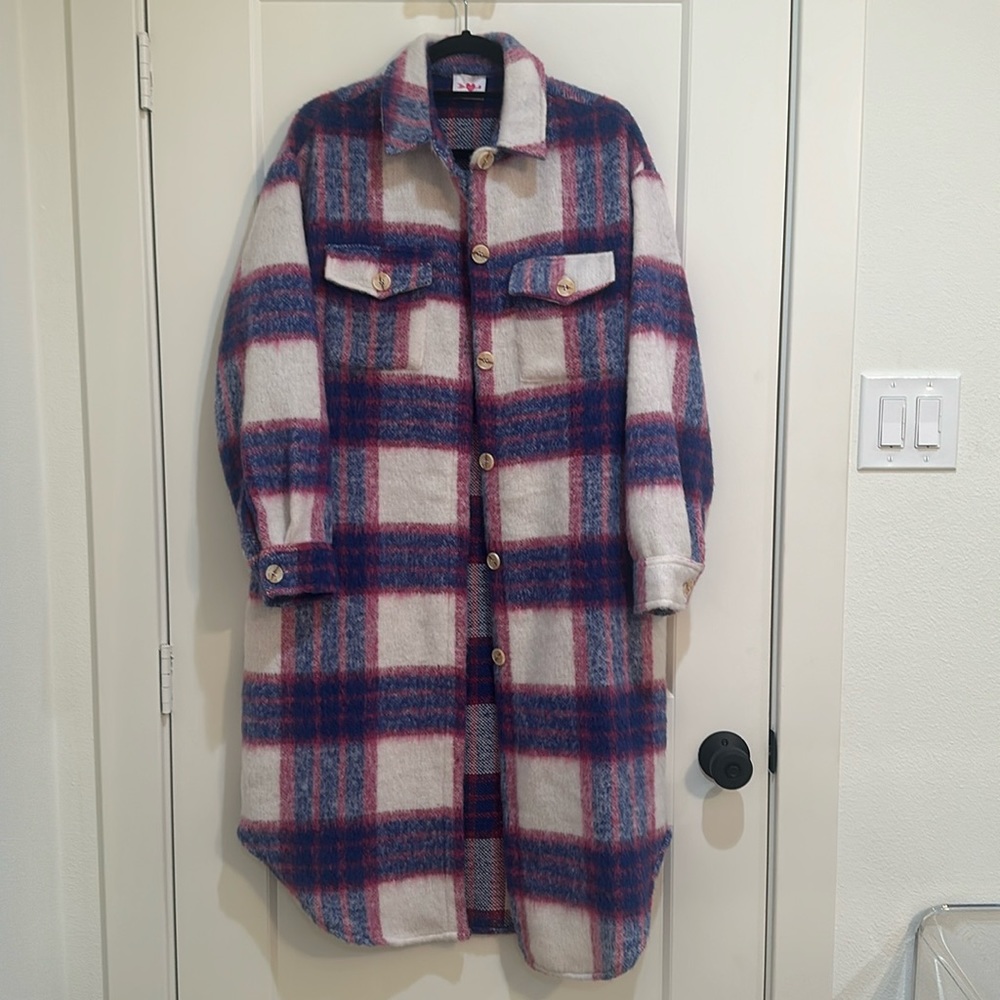 Buddy Love Rocky Boysenberry Shacket In Blue/Pink, Size Medium